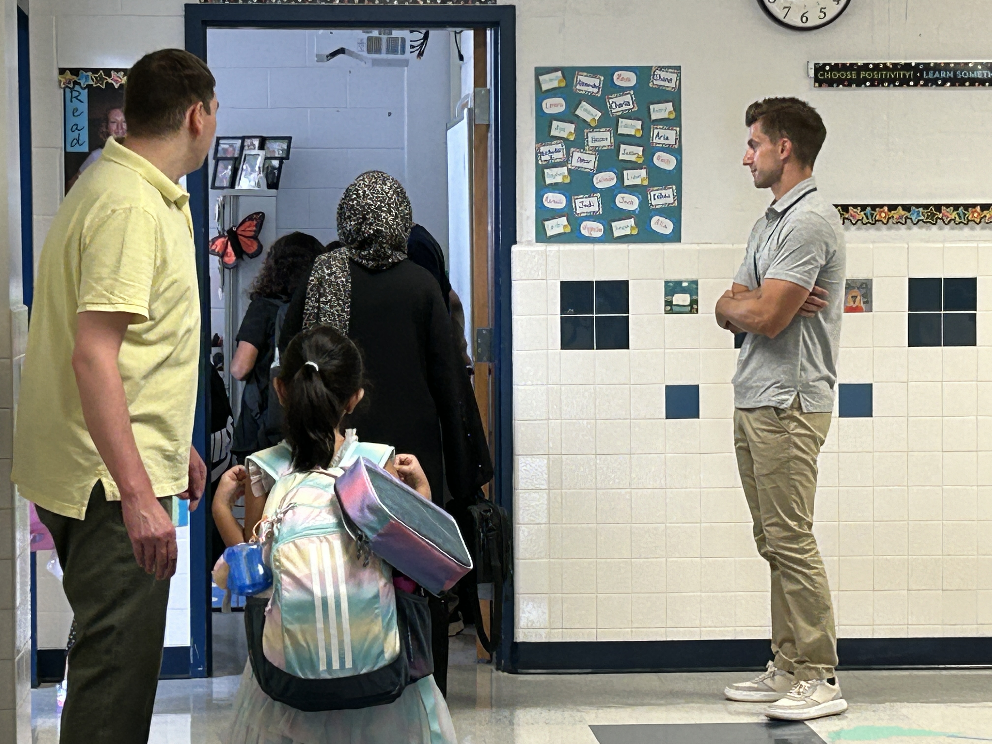 Teachers and students and families reuniting