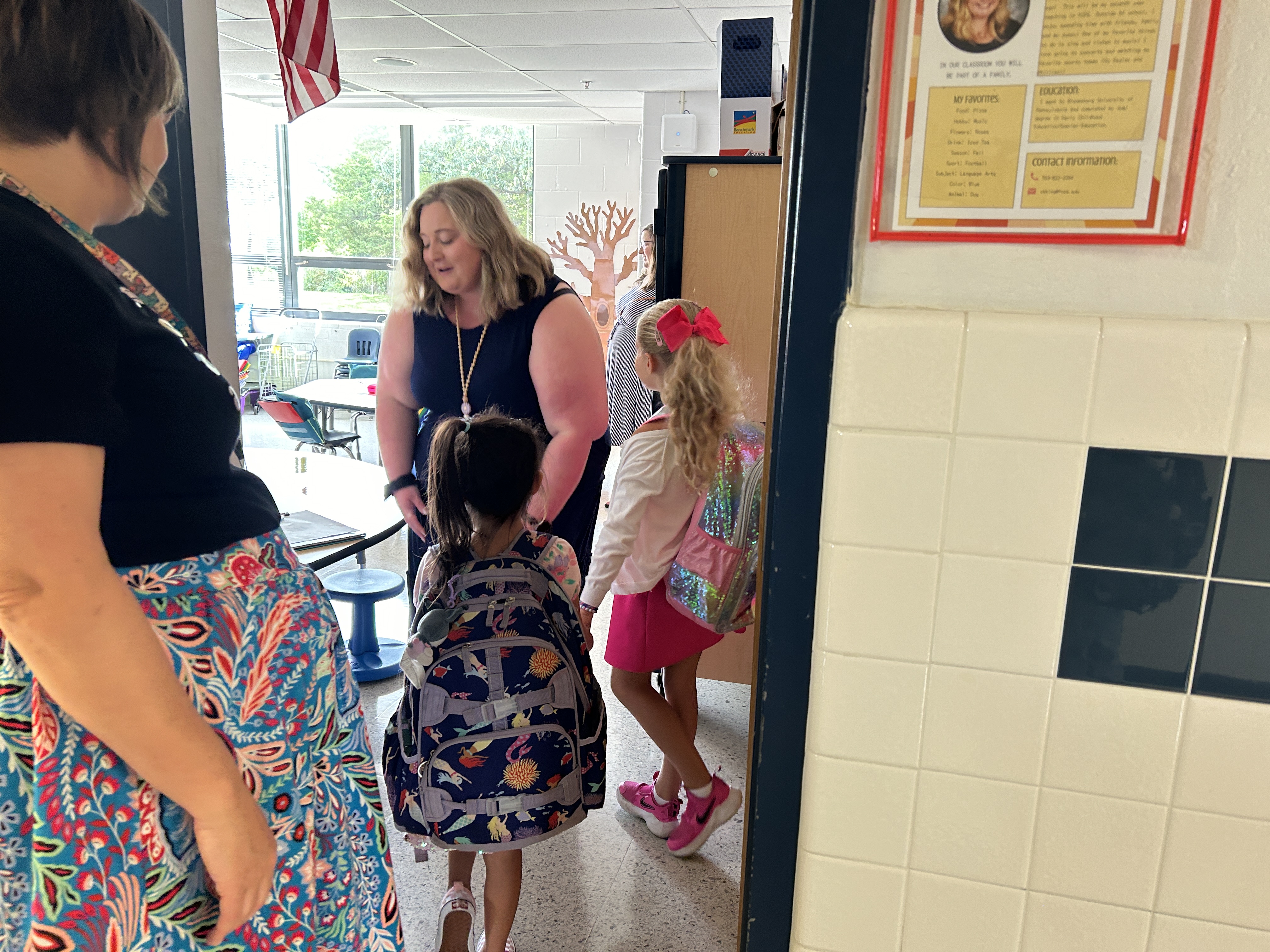 Teachers and students and families reuniting