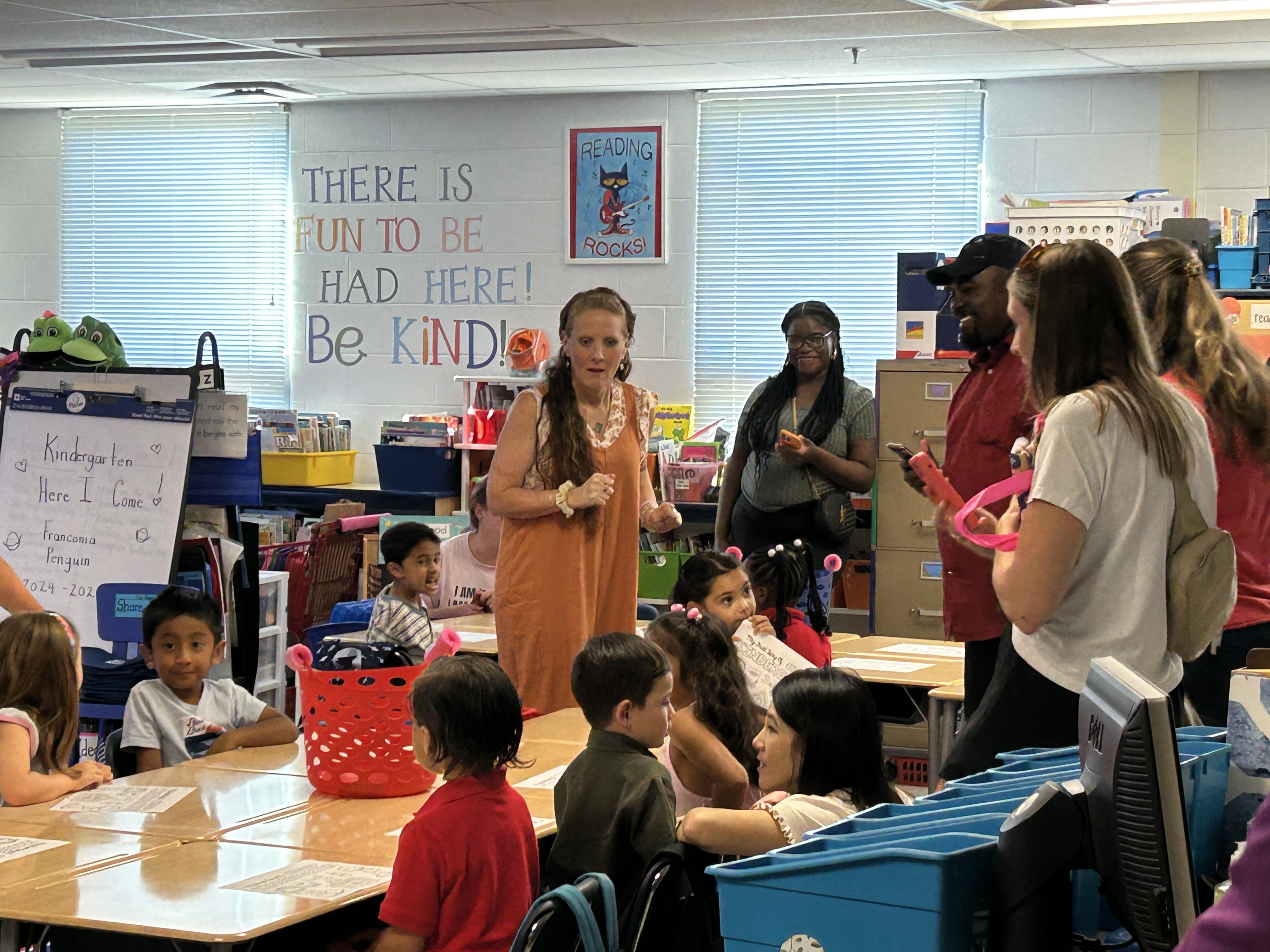 Teachers and students and families reuniting