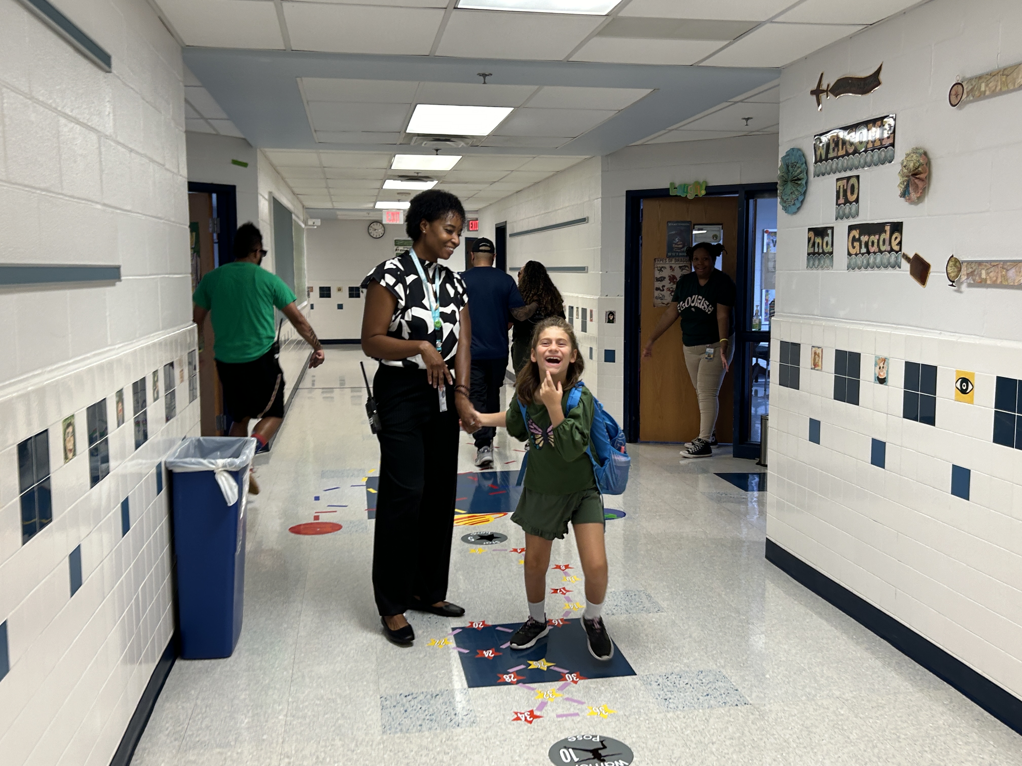 Teachers and students and families reuniting