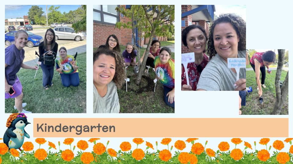 Staff planting marigolds